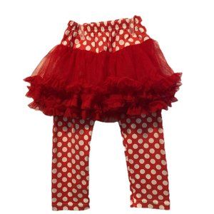 Unbranded Red Leggings with White Polka Dots 3 Layer Red TUTU Size 120 (5T)